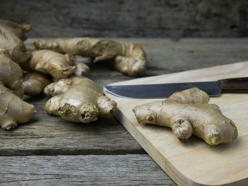 Preparing ginger root to eat